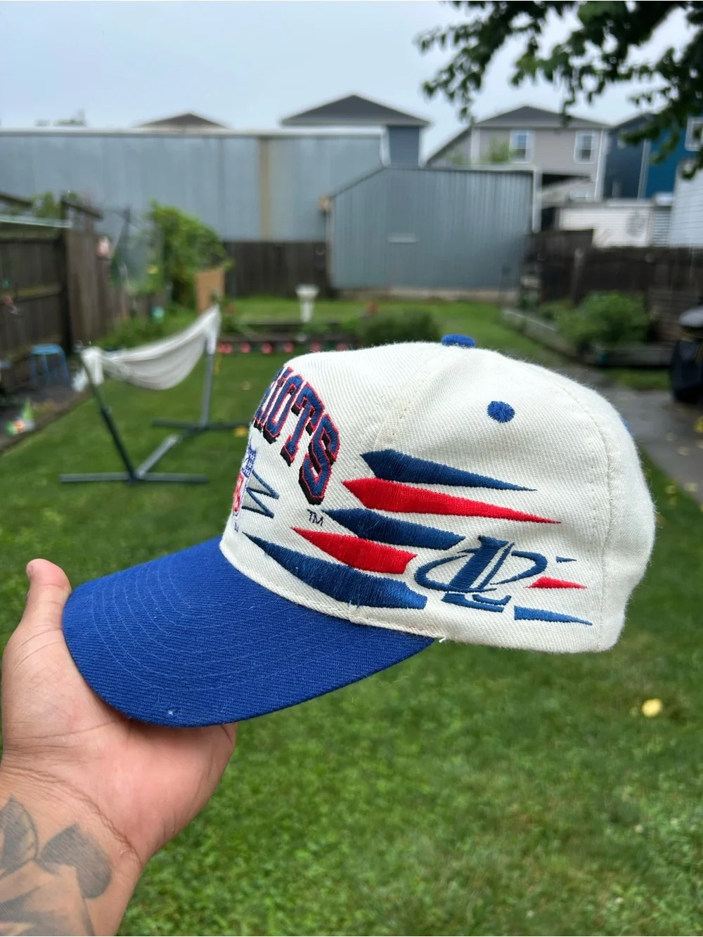 VTG New England Patriots Hat Logo 7 Athletic Foxboro Stadium Snapback 90s